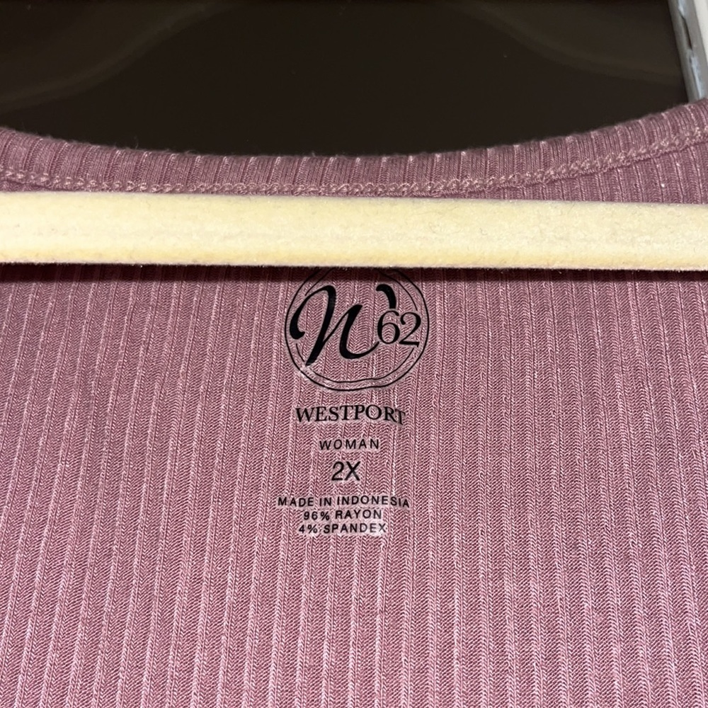 Westport Light Pink Open Shoulder Crew Neck Long Sleeve T-Shirt Sz 2X - Picture 5 of 5